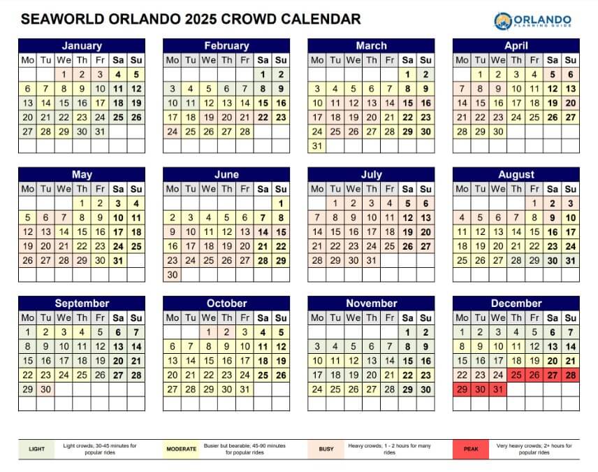Seaworld Orlando Crowd Calendar orlandoplanningguide