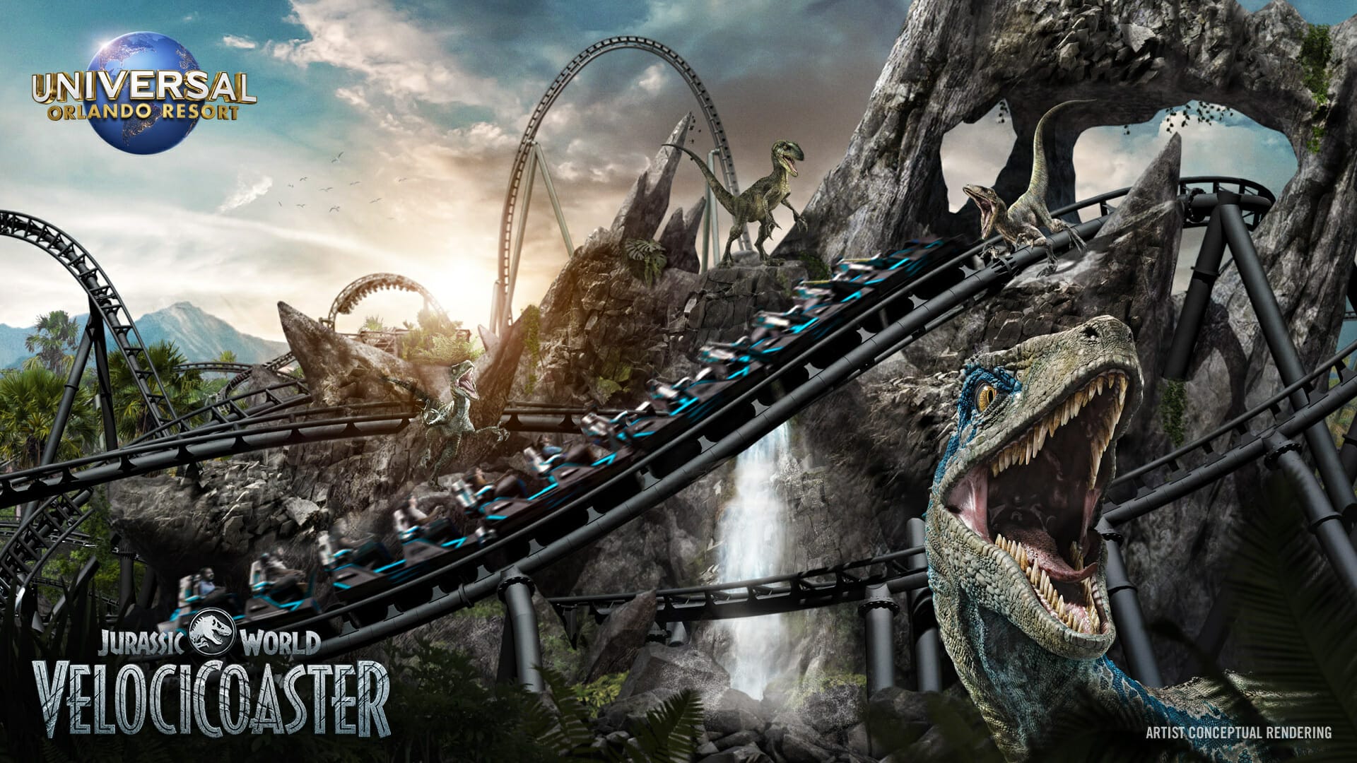 concept artwork for the now officially announced Velocicoaster at Universal Islands Of Adventure