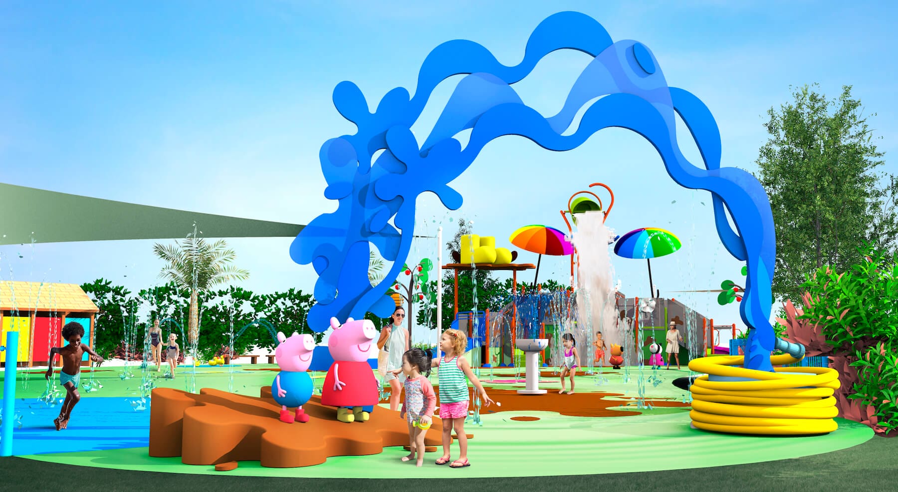 artist rendering of the new Muddy Puddles Splash Pad play area