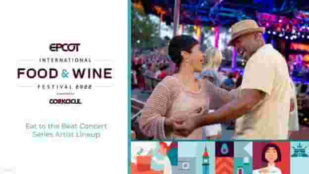 Screenshot of EPCOT Internationsl Food And Wine Festivalshowing couple dancing in front of the stage.
