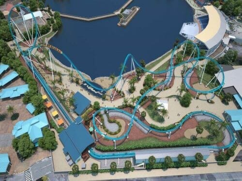 Seaworld Orlando Roller Coasters Pipeline Top down track layout view of Pipeline when it opens in 2023