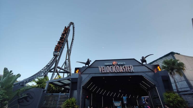 Riders fall vertically down 200ft next to the entrance of Velocicoaster