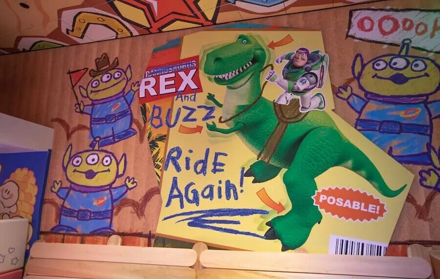 Inside wall of Roundup Rodeo BBQ showing Rex and some aliens
