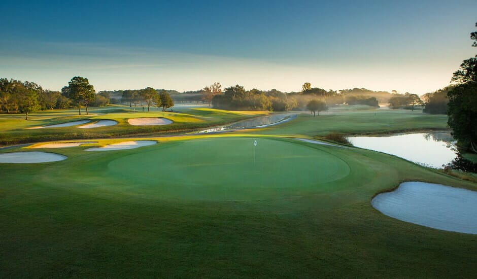 Looking out of one of the Magnolia fairways at dawn