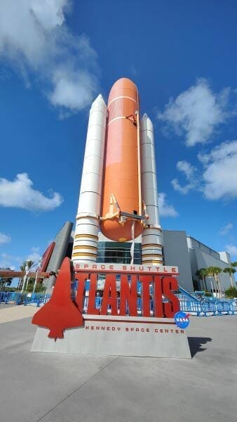Entrance to Shuttle Atlantix exhibit in the sun