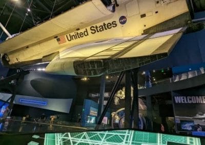 Looking up at the wing of Space Shuttle Atlantis "in-orbit"