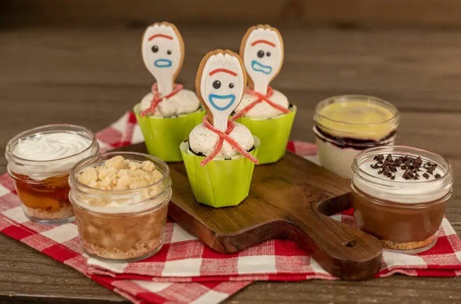 Traditional desserts are given a Toy Story makeover to round out your meal.