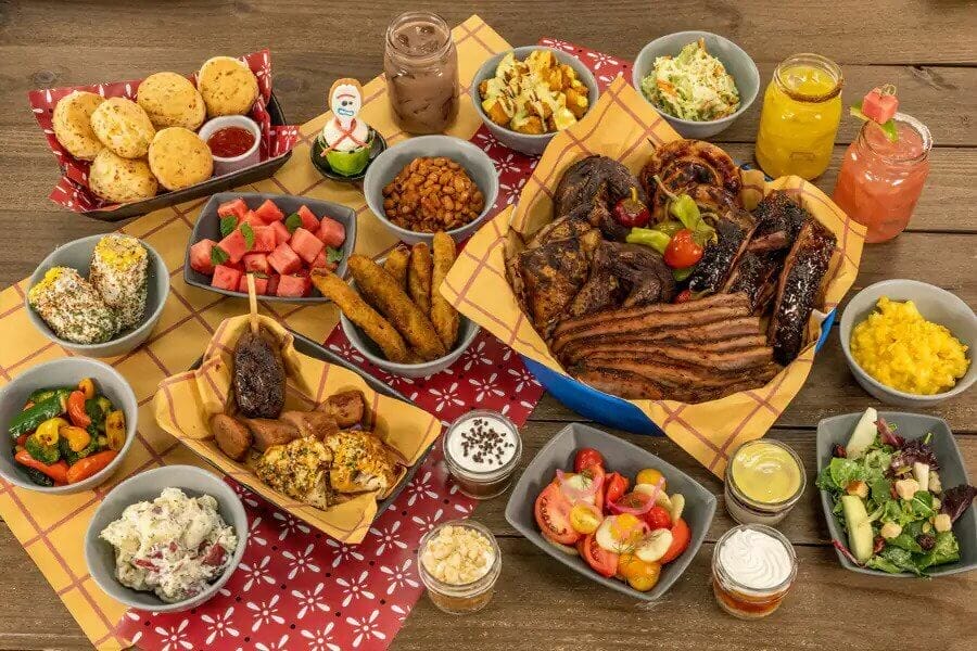 The full menu of Roundup Rodeo BBQ laid out