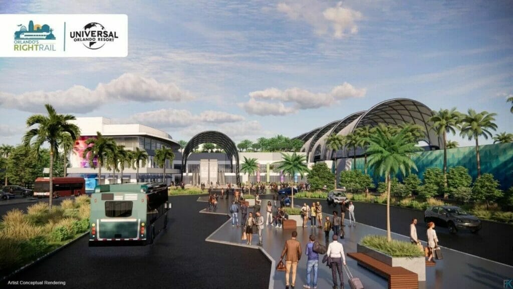 Artist impression of how the new Sunrail Convention Center Station will look when completed