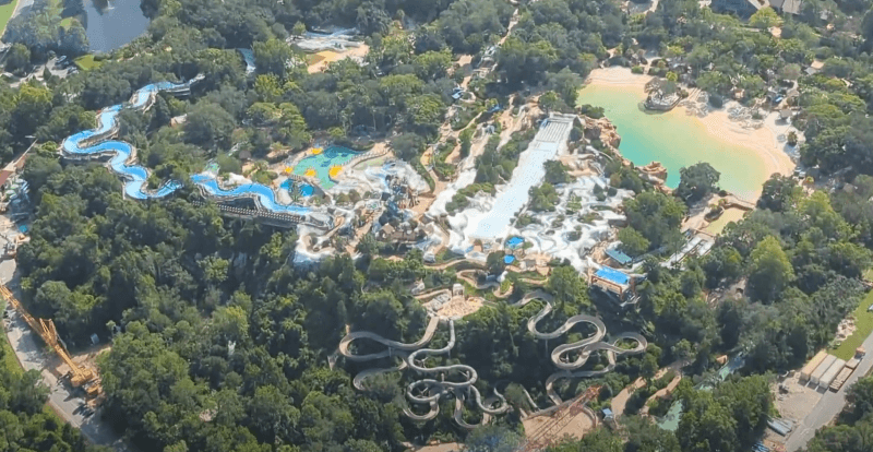 Ariel view of Blizzard Beach during its 2022 closure. Bitesize Orlando March 2023