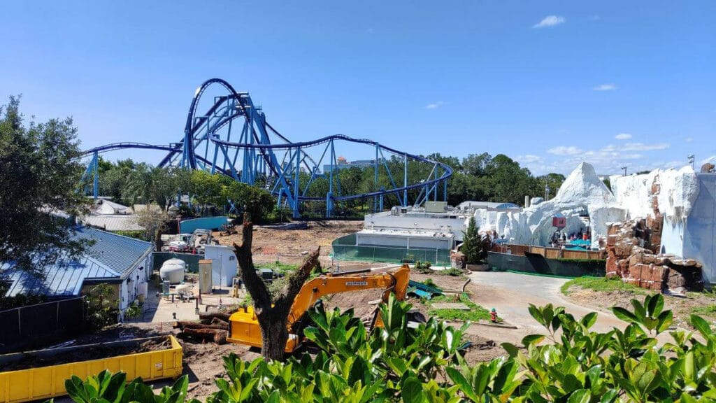 Land clearing in July 2023 for Seaworld's newly announced Penguin Trek Family launched coaster.