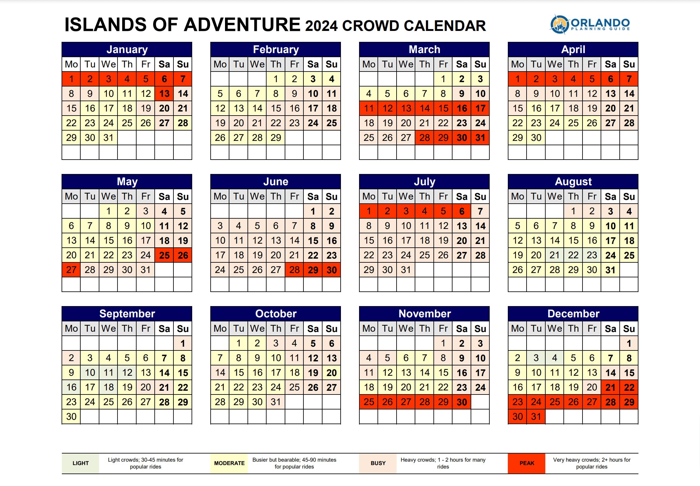 Islands Of Adventure Crowd Calendar - orlandoplanningguide