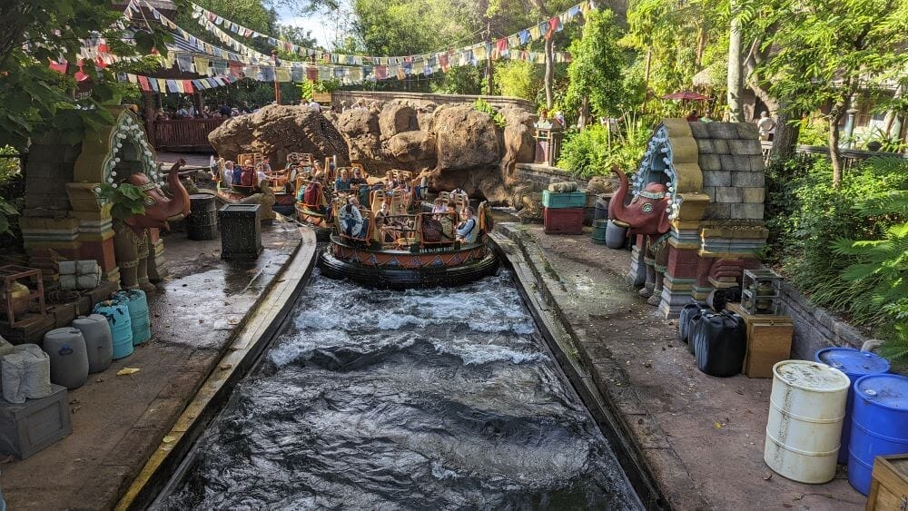 Riders enjoying a spin on Kali River Rapids