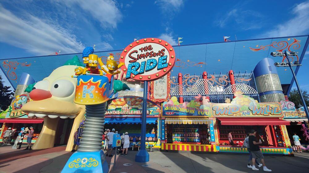 Looking front on to The Simpsons IMAX attraction entrance