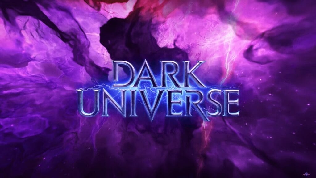 Dark Universe Logo on an imposing purple cloud background