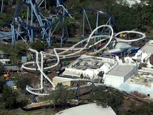 An overhead view of Penguin Trek's ouside track layout