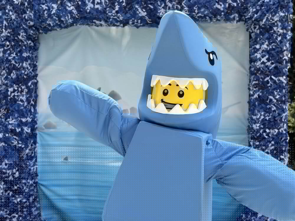 Shark Suite Guy character at a previous Brick Party event