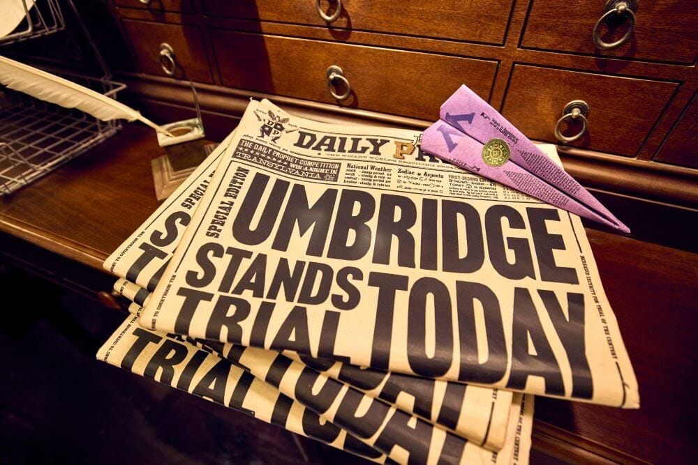 An edition of the Daily Prophet with Delores Umbridge's trial on the front cover.